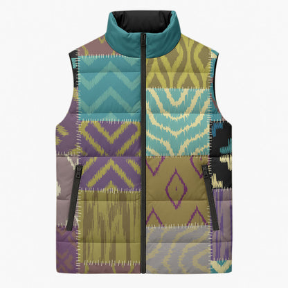African American Quilt Inspired Sleeveless Puffer Jacket Cultural Heritage Ethnic Quilt Pattern