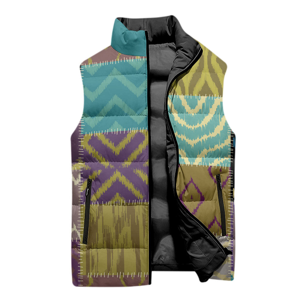 African American Quilt Inspired Sleeveless Puffer Jacket Cultural Heritage Ethnic Quilt Pattern