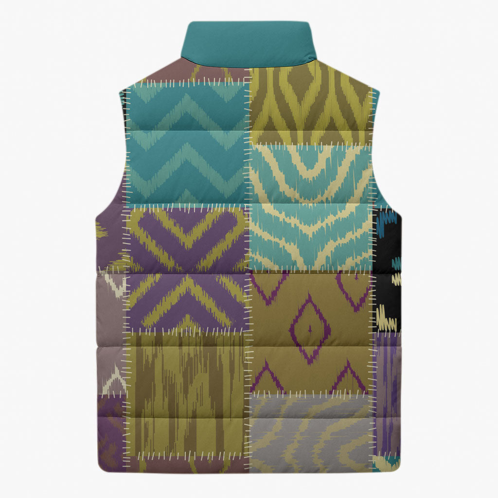 African American Quilt Inspired Sleeveless Puffer Jacket Cultural Heritage Ethnic Quilt Pattern