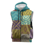 African American Quilt Inspired Sleeveless Zip Hoodie Cultural Heritage Ethnic Quilt Pattern