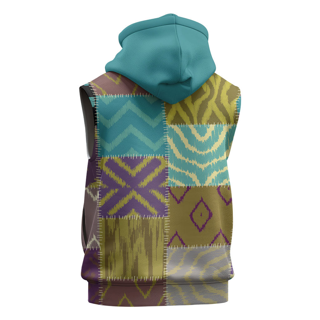 African American Quilt Inspired Sleeveless Zip Hoodie Cultural Heritage Ethnic Quilt Pattern
