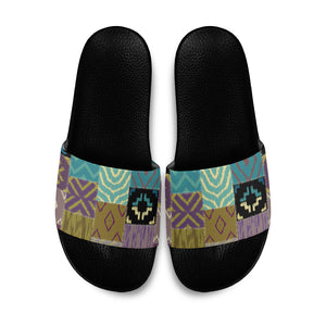 African American Quilt Inspired Slide Sandals Cultural Heritage Ethnic Quilt Pattern