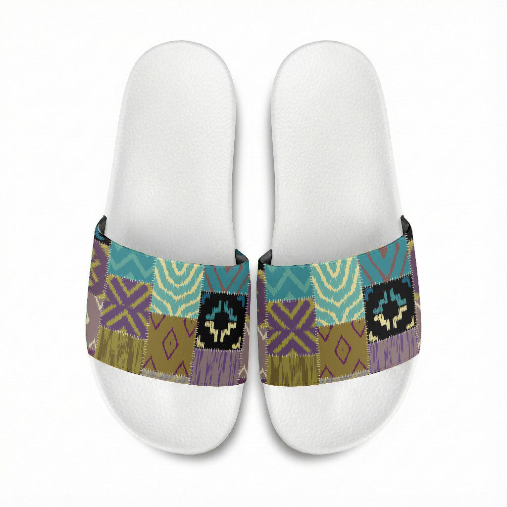 African American Quilt Inspired Slide Sandals Cultural Heritage Ethnic Quilt Pattern