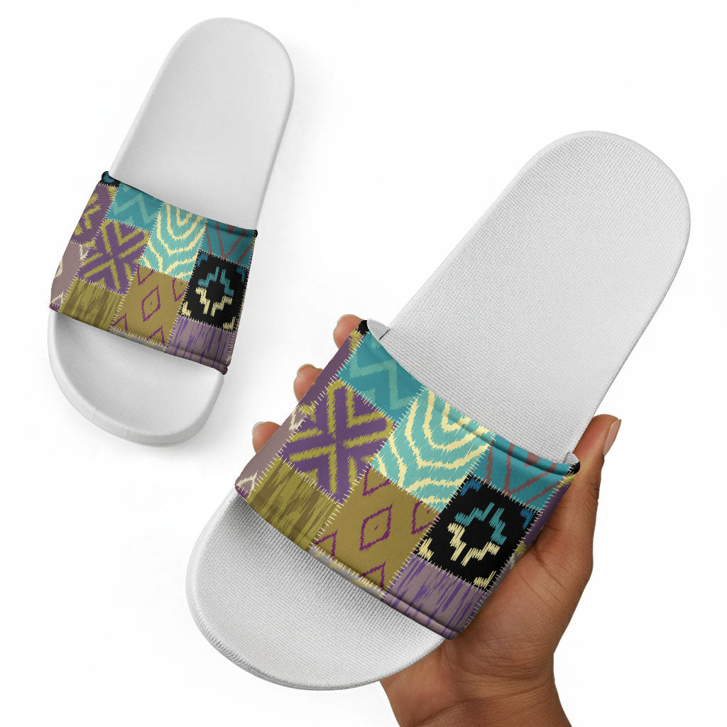 African American Quilt Inspired Slide Sandals Cultural Heritage Ethnic Quilt Pattern