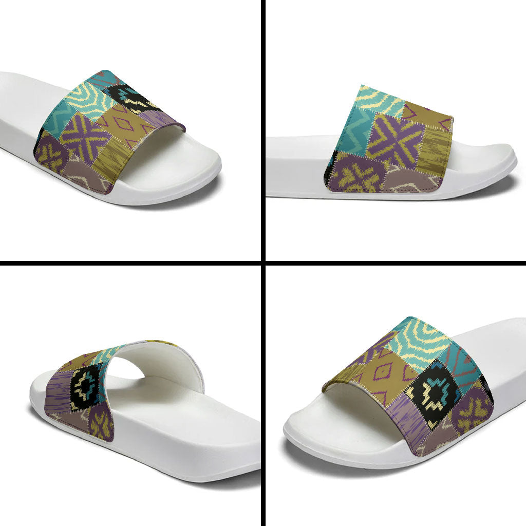 African American Quilt Inspired Slide Sandals Cultural Heritage Ethnic Quilt Pattern
