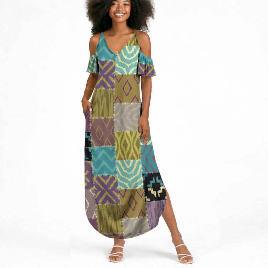 African American Quilt Inspired Summer Maxi Dress Cultural Heritage Ethnic Quilt Pattern