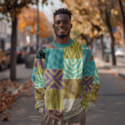 African American Quilt Inspired Sweatshirt Cultural Heritage Ethnic Quilt Pattern