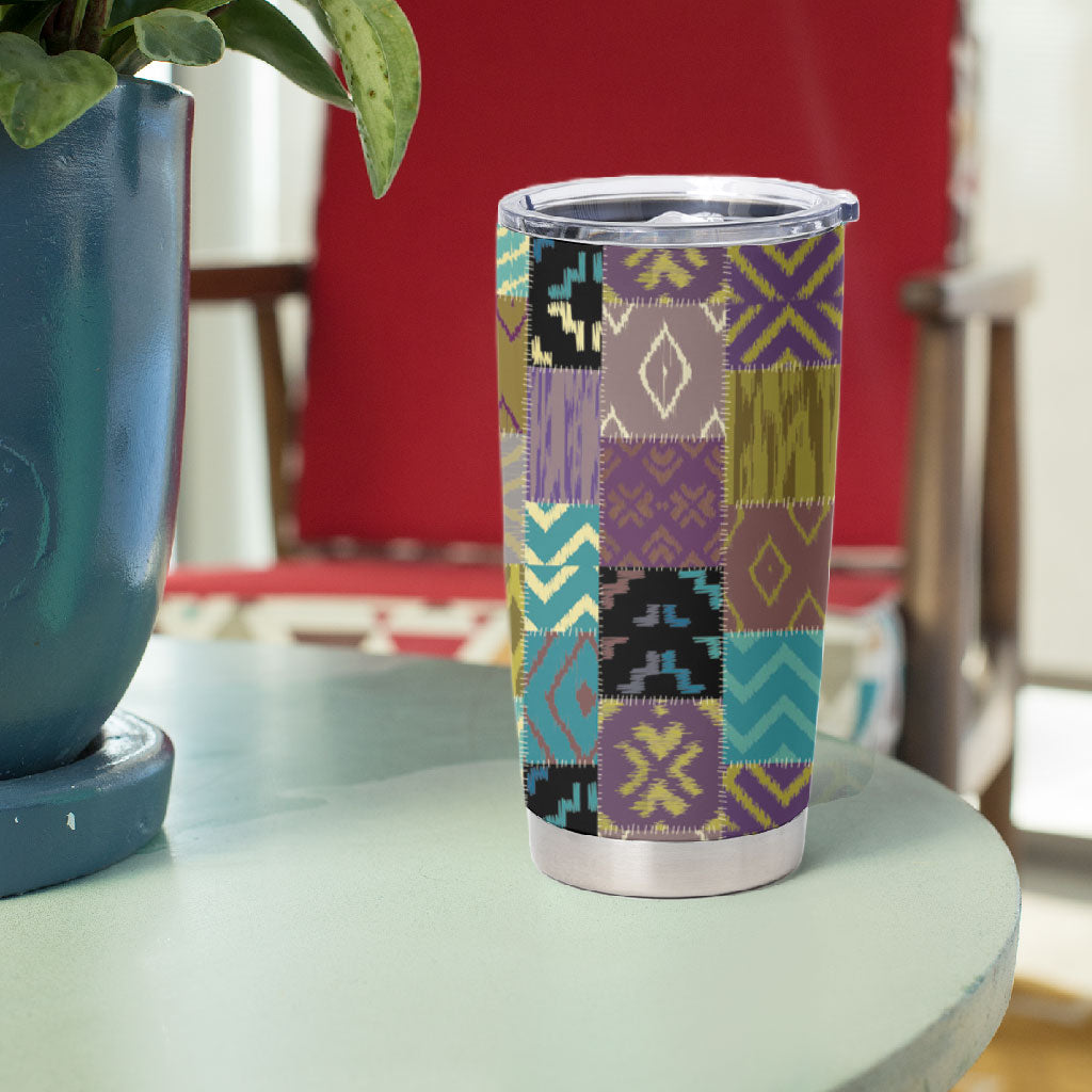 African American Quilt Inspired Tumbler Cup Cultural Heritage Ethnic Quilt Pattern
