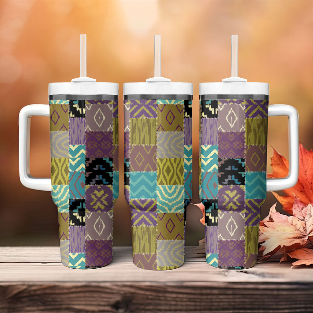 African American Quilt Inspired Tumbler With Handle Cultural Heritage Ethnic Quilt Pattern