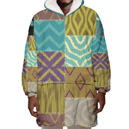 African American Quilt Inspired Wearable Blanket Hoodie Cultural Heritage Ethnic Quilt Pattern