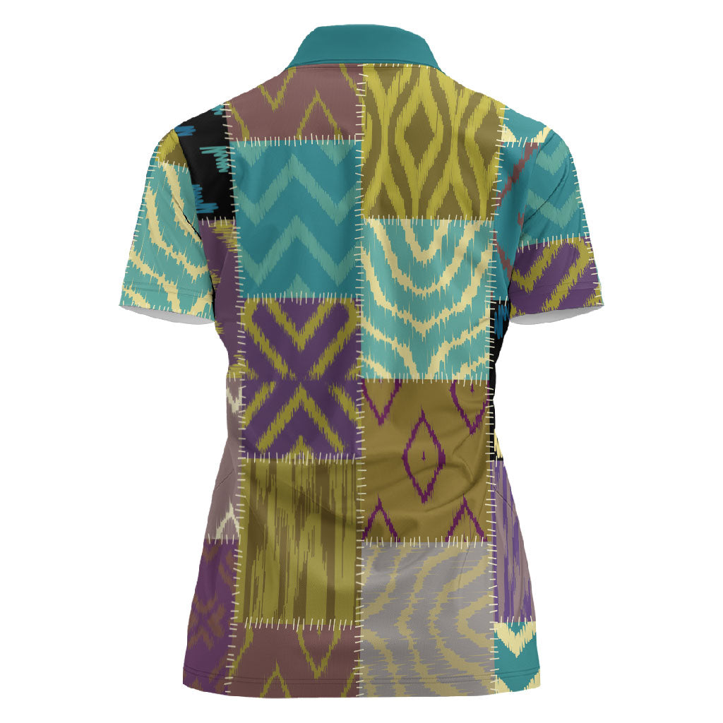 African American Quilt Inspired Women Polo Shirt Cultural Heritage Ethnic Quilt Pattern