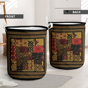 African American Quilt Inspired Laundry Basket Earth Tone African Patchwork Motif