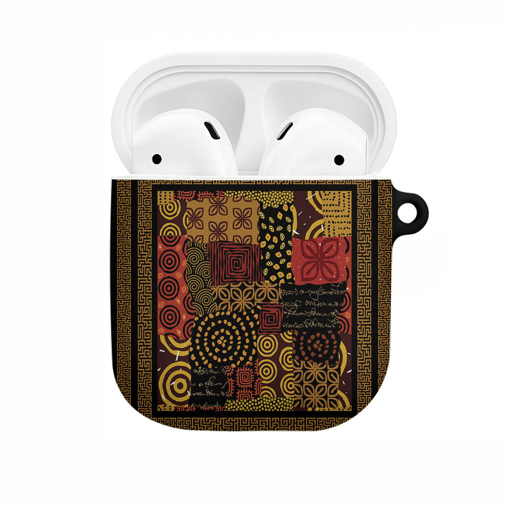 African American Quilt Inspired AirPods Case Earth Tone African Patchwork Motif