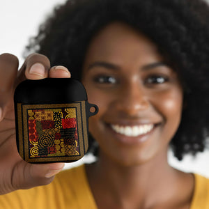 African American Quilt Inspired AirPods Case Earth Tone African Patchwork Motif