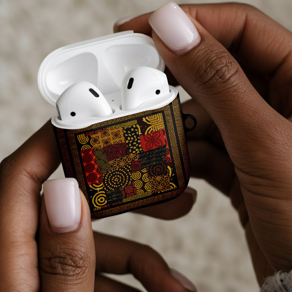 African American Quilt Inspired AirPods Case Earth Tone African Patchwork Motif