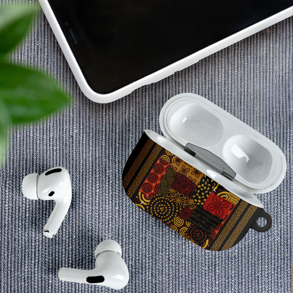 African American Quilt Inspired AirPods Case Earth Tone African Patchwork Motif