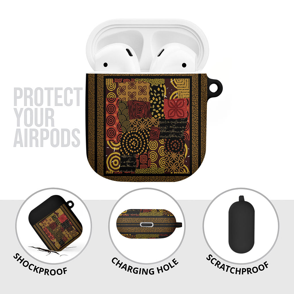 African American Quilt Inspired AirPods Case Earth Tone African Patchwork Motif