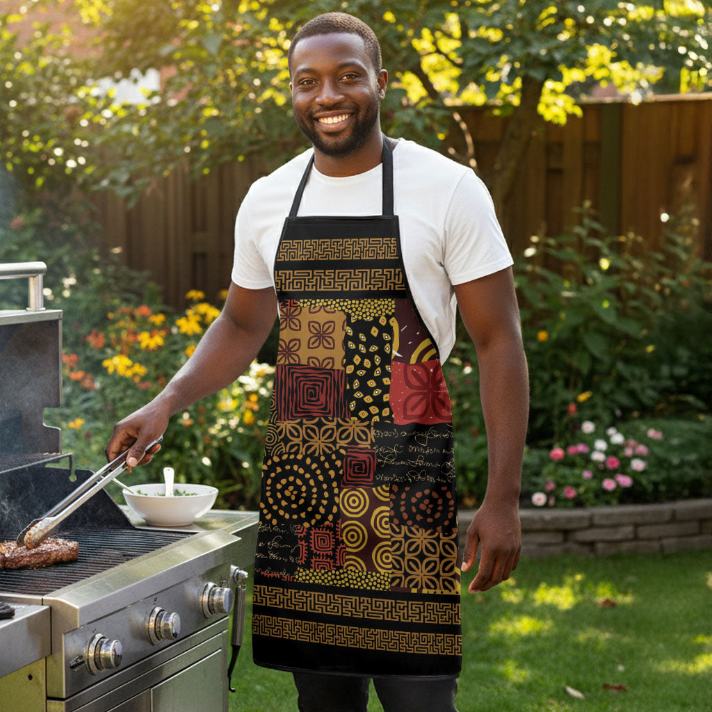 African American Quilt Inspired Apron Earth Tone African Patchwork Motif