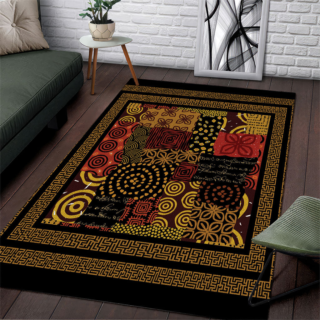 African American Quilt Inspired Area Rug Earth Tone African Patchwork Motif