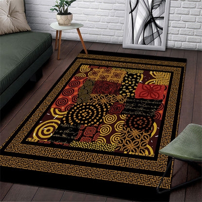 African American Quilt Inspired Area Rug Earth Tone African Patchwork Motif