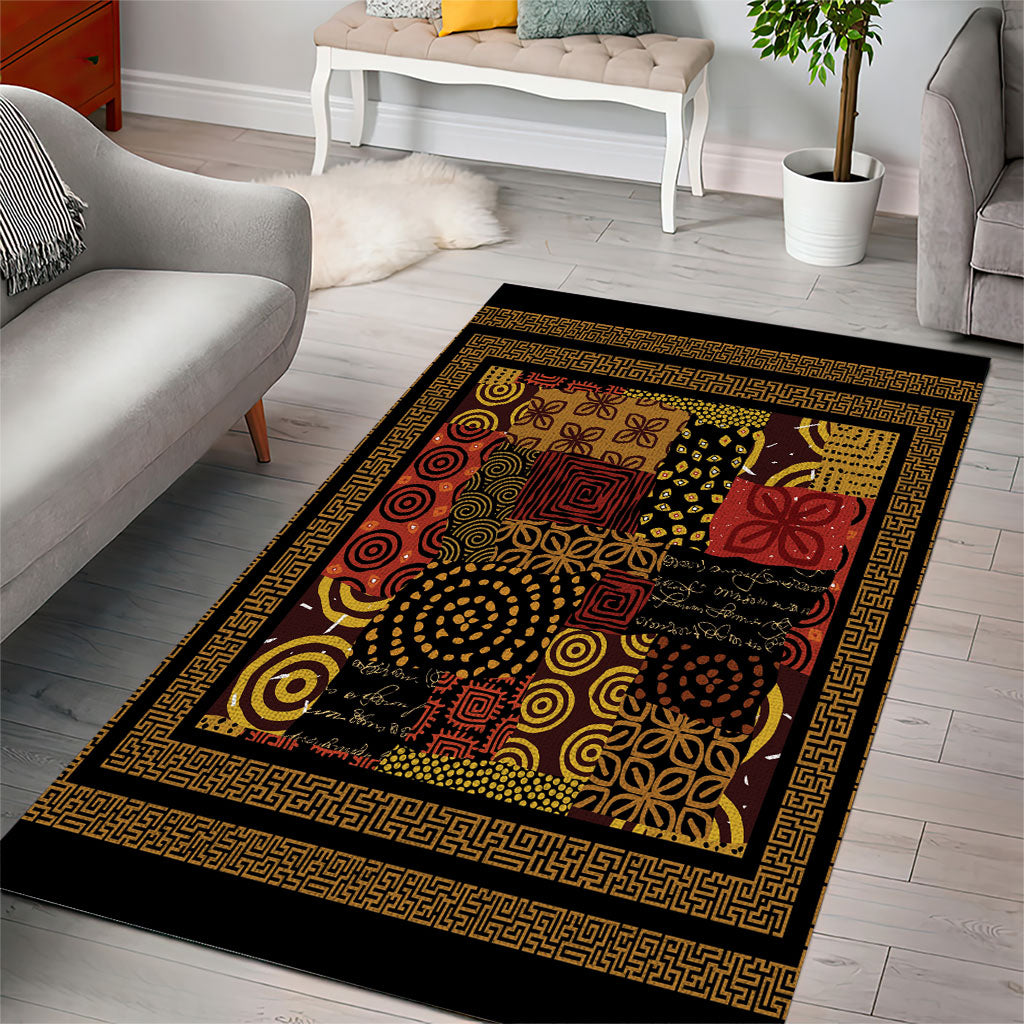 African American Quilt Inspired Area Rug Earth Tone African Patchwork Motif