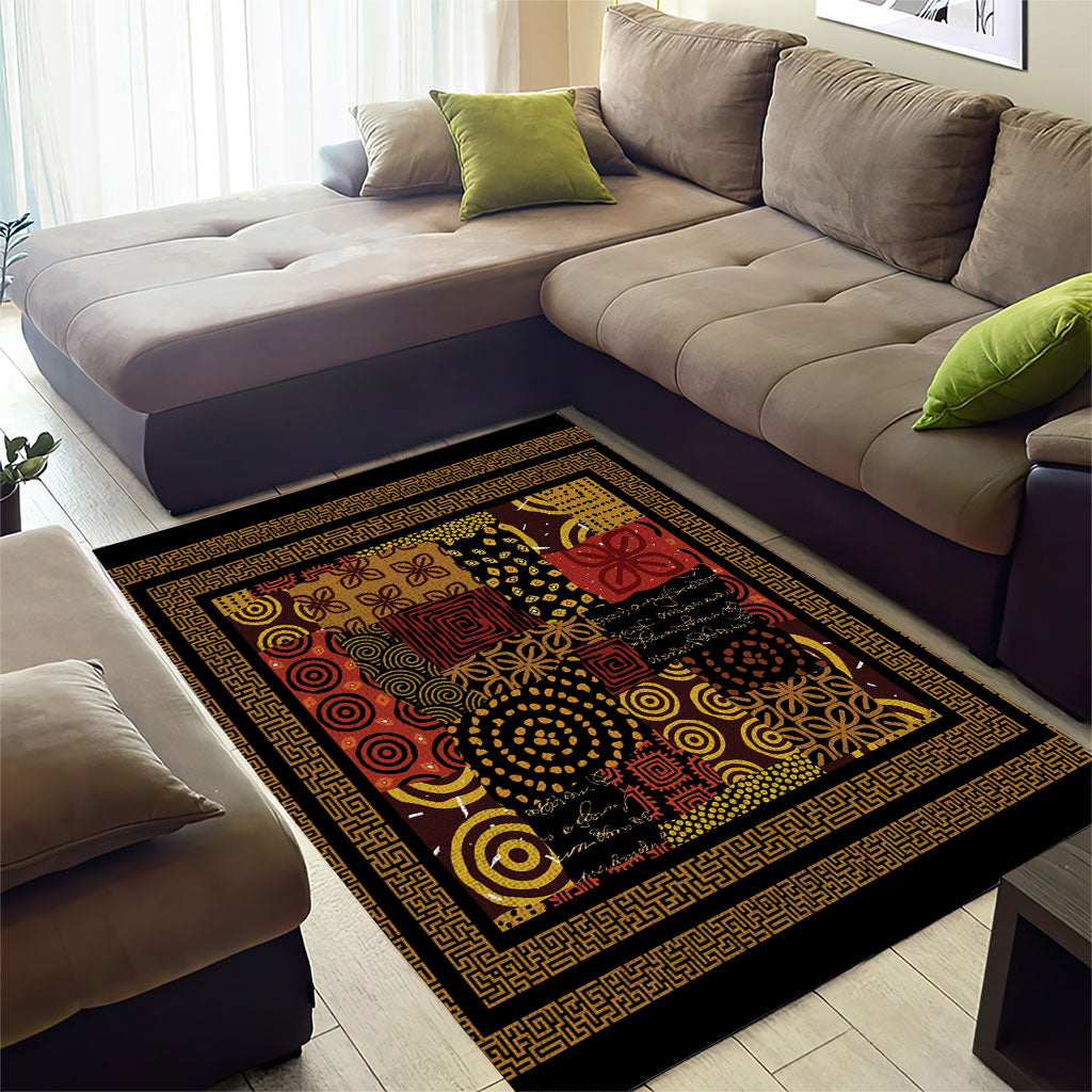 African American Quilt Inspired Area Rug Earth Tone African Patchwork Motif