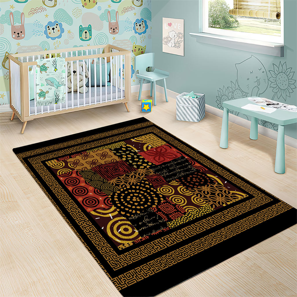 African American Quilt Inspired Area Rug Earth Tone African Patchwork Motif