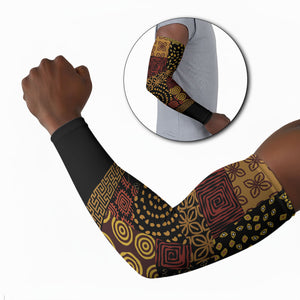 African American Quilt Inspired Arm Sleeves Earth Tone African Patchwork Motif