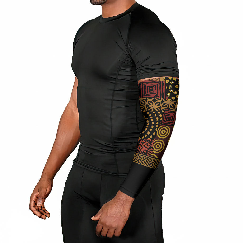 African American Quilt Inspired Arm Sleeves Earth Tone African Patchwork Motif
