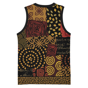 African American Quilt Inspired Basketball Jersey Earth Tone African Patchwork Motif
