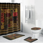 African American Quilt Inspired Bathroom Set Earth Tone African Patchwork Motif