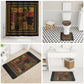 African American Quilt Inspired Bathroom Set Earth Tone African Patchwork Motif