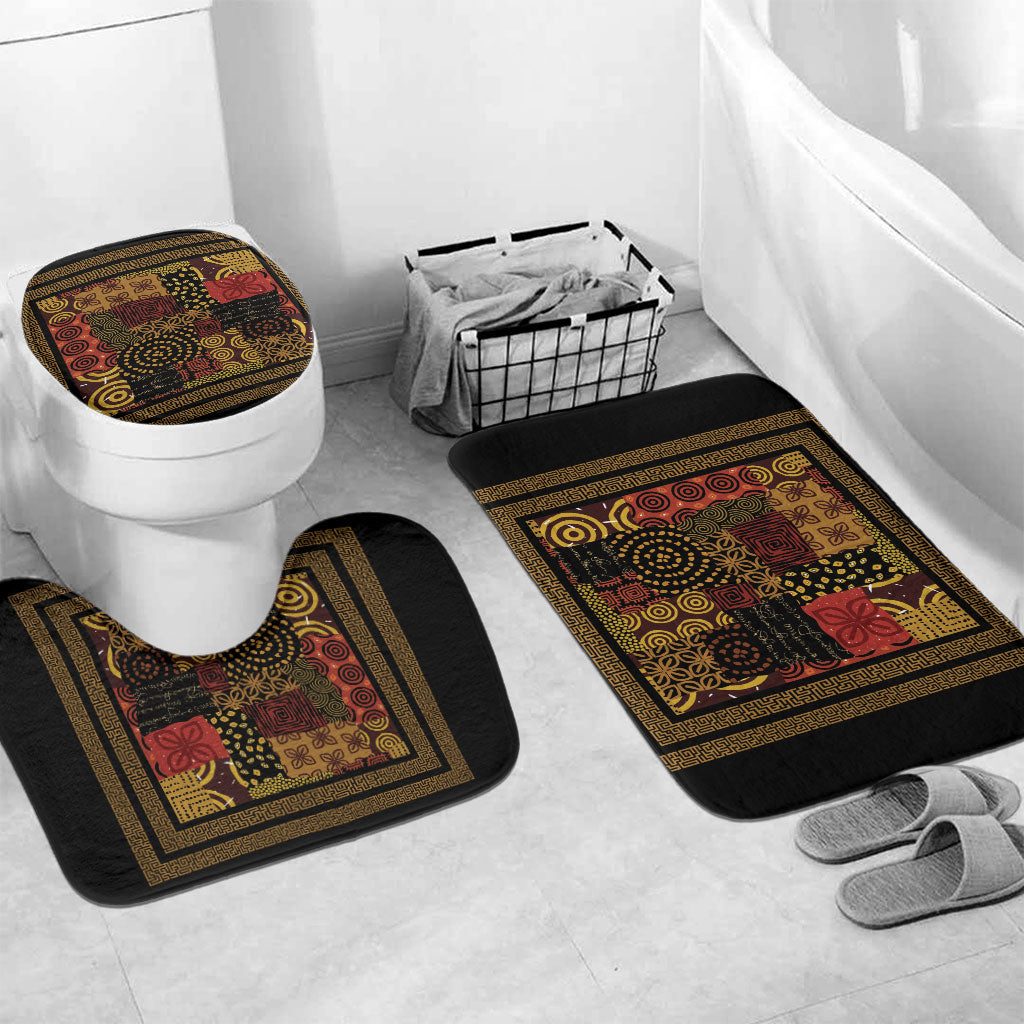 African American Quilt Inspired Bathroom Set Earth Tone African Patchwork Motif
