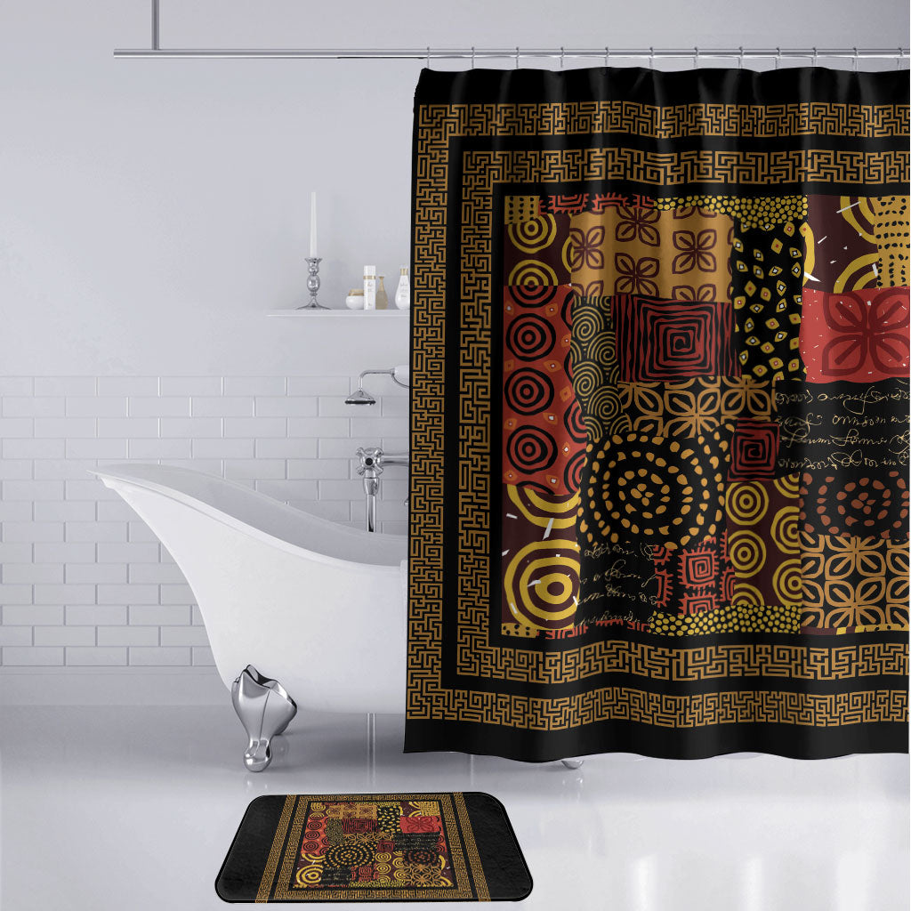 African American Quilt Inspired Bathroom Set Earth Tone African Patchwork Motif