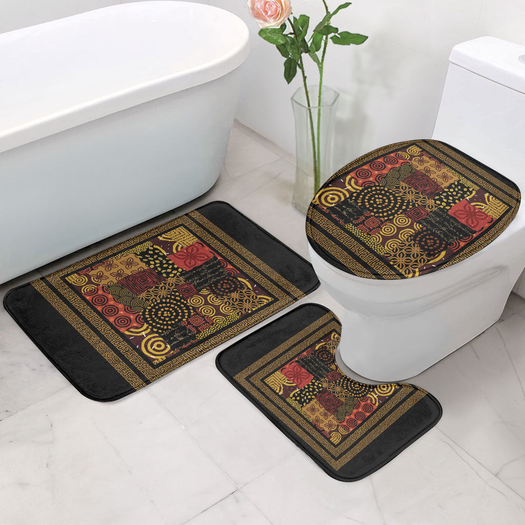 African American Quilt Inspired Bathroom Set Earth Tone African Patchwork Motif