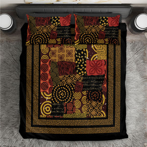African American Quilt Inspired Bedding Set Earth Tone African Patchwork Motif