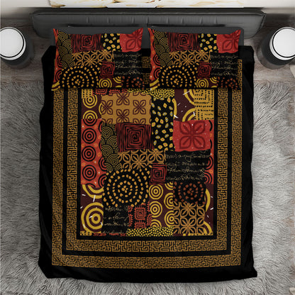 African American Quilt Inspired Bedding Set Earth Tone African Patchwork Motif
