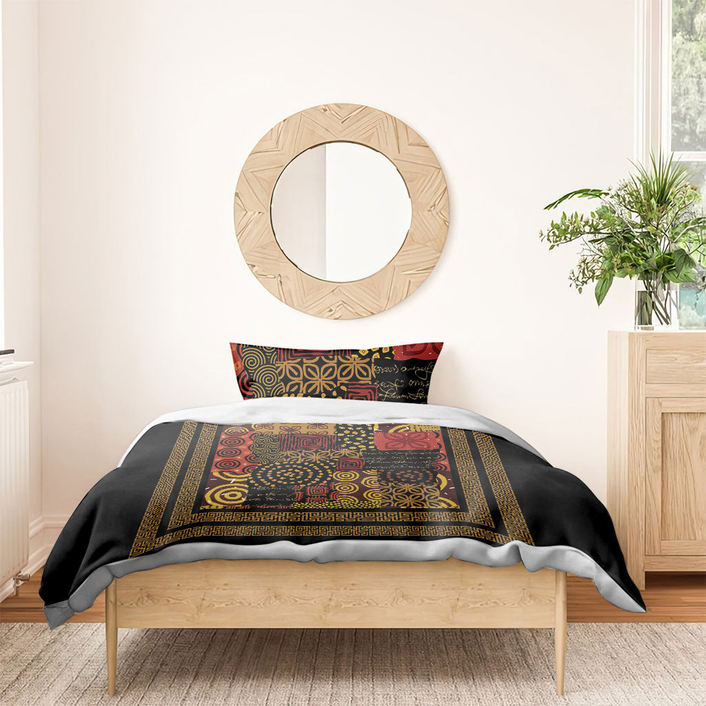 African American Quilt Inspired Bedding Set Earth Tone African Patchwork Motif
