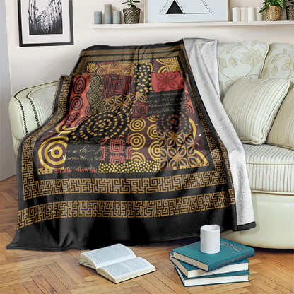 African American Quilt Inspired Blanket Earth Tone African Patchwork Motif