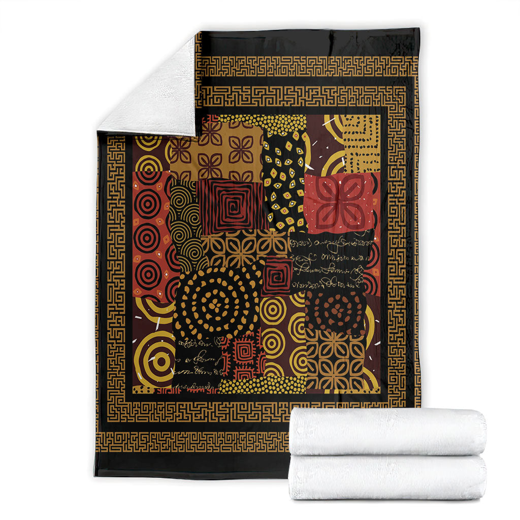 African American Quilt Inspired Blanket Earth Tone African Patchwork Motif