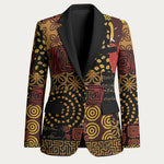 African American Quilt Inspired Blazer Earth Tone African Patchwork Motif