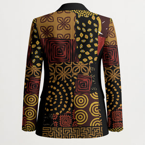 African American Quilt Inspired Blazer Earth Tone African Patchwork Motif