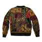 African American Quilt Inspired Bomber Jacket Earth Tone African Patchwork Motif
