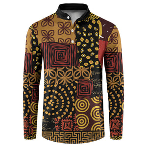 African American Quilt Inspired Button Sweatshirt Earth Tone African Patchwork Motif