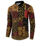 African American Quilt Inspired Button Sweatshirt Earth Tone African Patchwork Motif