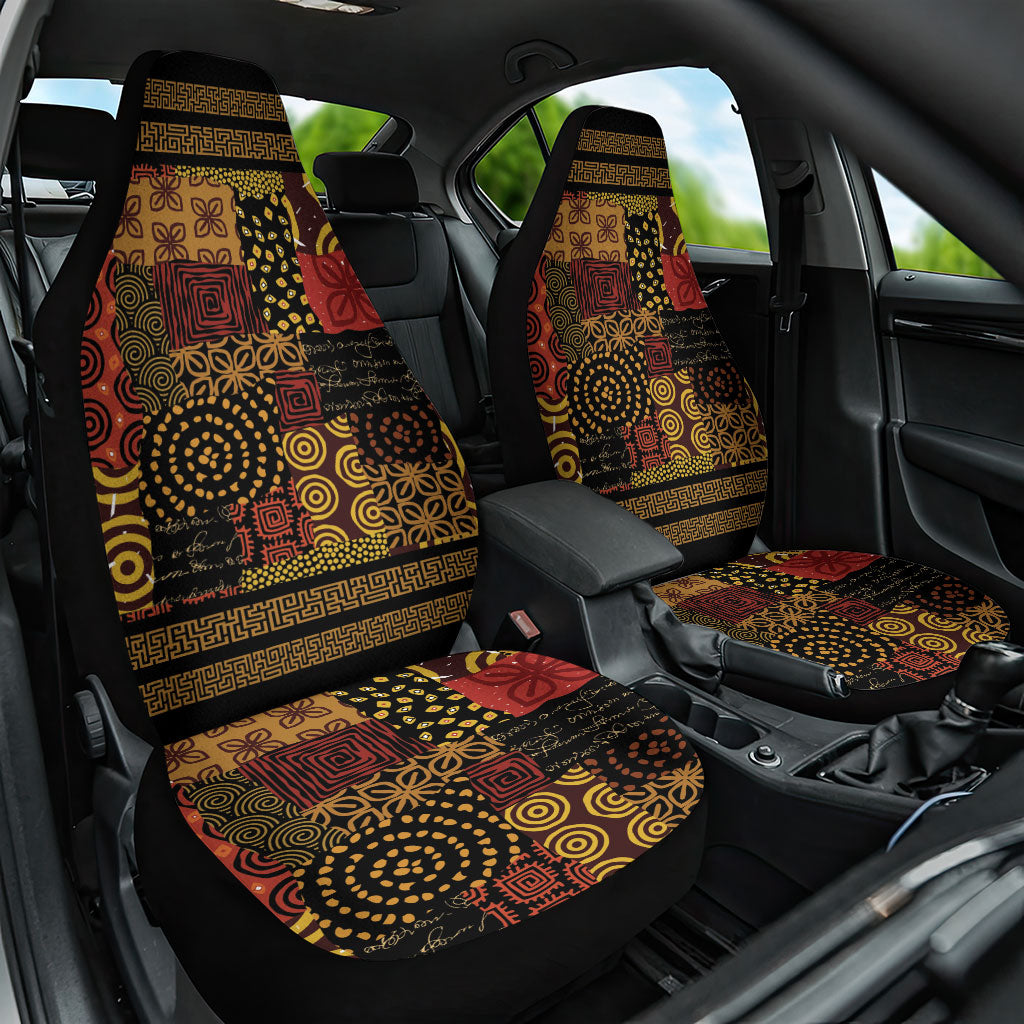African American Quilt Inspired Car Seat Cover Earth Tone African Patchwork Motif