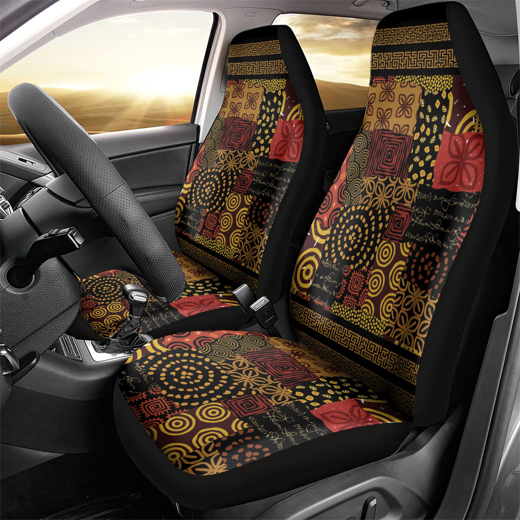 African American Quilt Inspired Car Seat Cover Earth Tone African Patchwork Motif