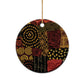 African American Quilt Inspired Ceramic Ornament Earth Tone African Patchwork Motif