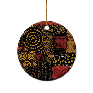 African American Quilt Inspired Ceramic Ornament Earth Tone African Patchwork Motif
