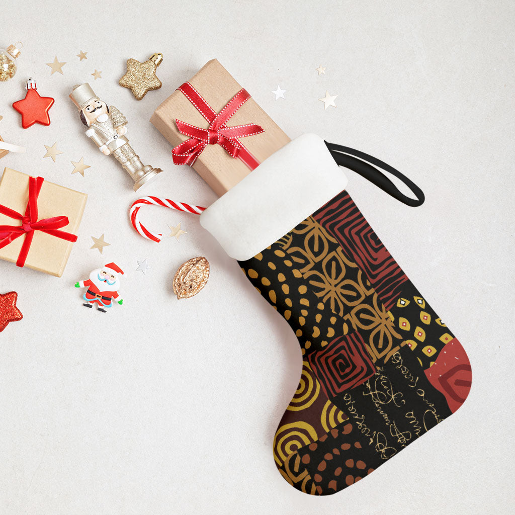 African American Quilt Inspired Christmas Stocking Earth Tone African Patchwork Motif